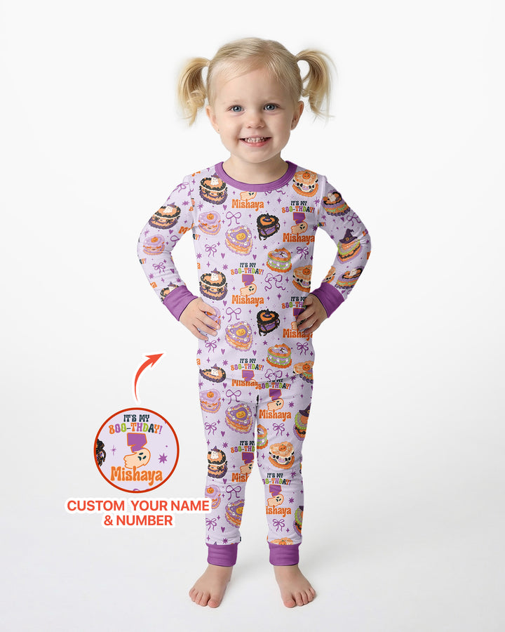 Custom Halloween Birthday Bamboo Two Piece Long Sleeve Pajama Set