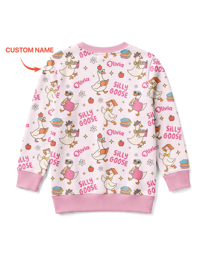 Custom Name Silly Goose Back to School Bamboo Crewneck Sweatshirt