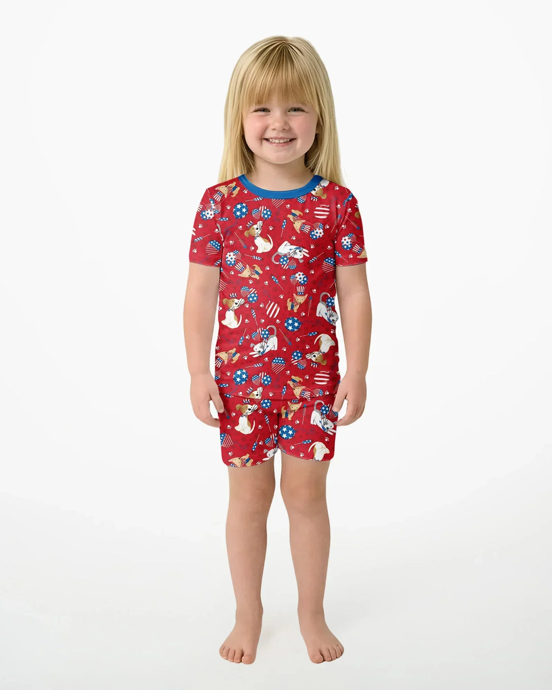 Template Zweiteiliges Pyjama-Set mit kurzen Ärmeln und Shorts