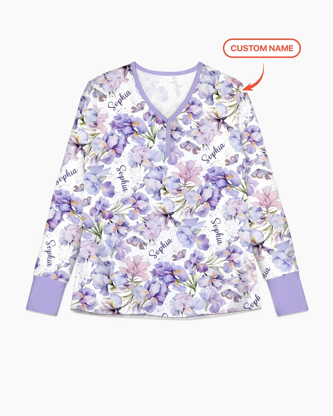 Benutzerdefinierter Name Geburtsmonatsblumen Bambus Damen Schlafanzug-Set