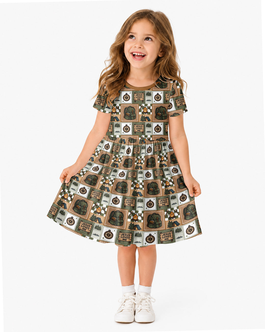 Camping Jesus Loves Me Bamboo Twirl Dress