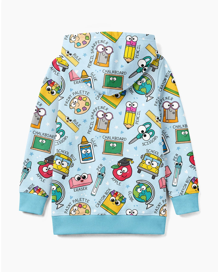 Kapuzenpullover aus Bambus mit hebräischem Alphabet und Reißverschluss