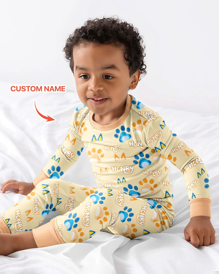 Conjunto de pijama de dos piezas de bambú con mangas largas, plantilla PERSONALIZADA