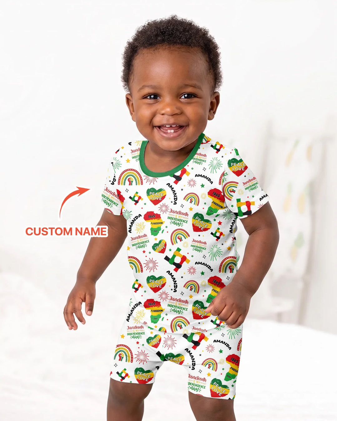 Custom Name Juneteenth Is My Independence Day Bamboo Two Piece Short Sleeve Shorts Pajama Set