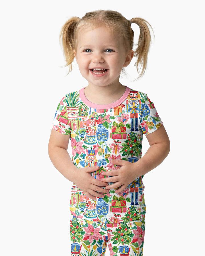 Watercolor Nutcracker Holiday Bamboo Two Piece Short Sleeve Pajama Set