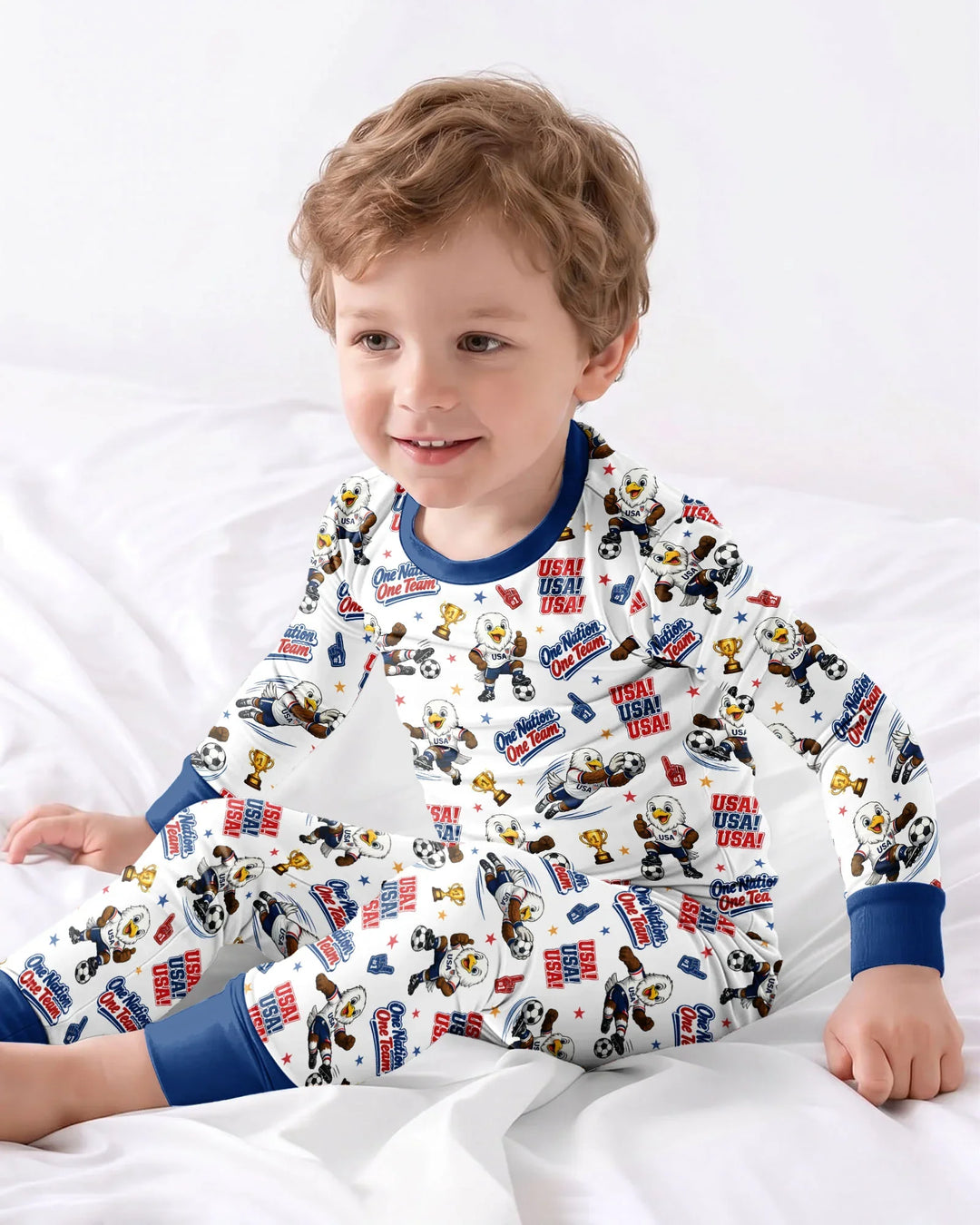 Soccer One Nation One Team Bamboo Two Piece Long Sleeve Pajama Set