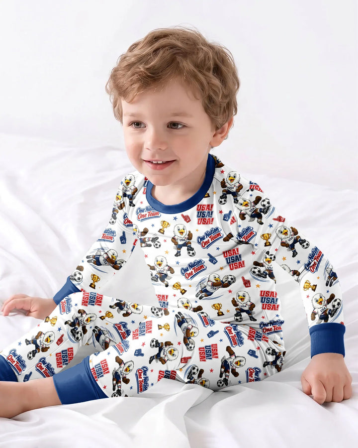 Soccer One Nation One Team Bamboo Two Piece Long Sleeve Pajama Set
