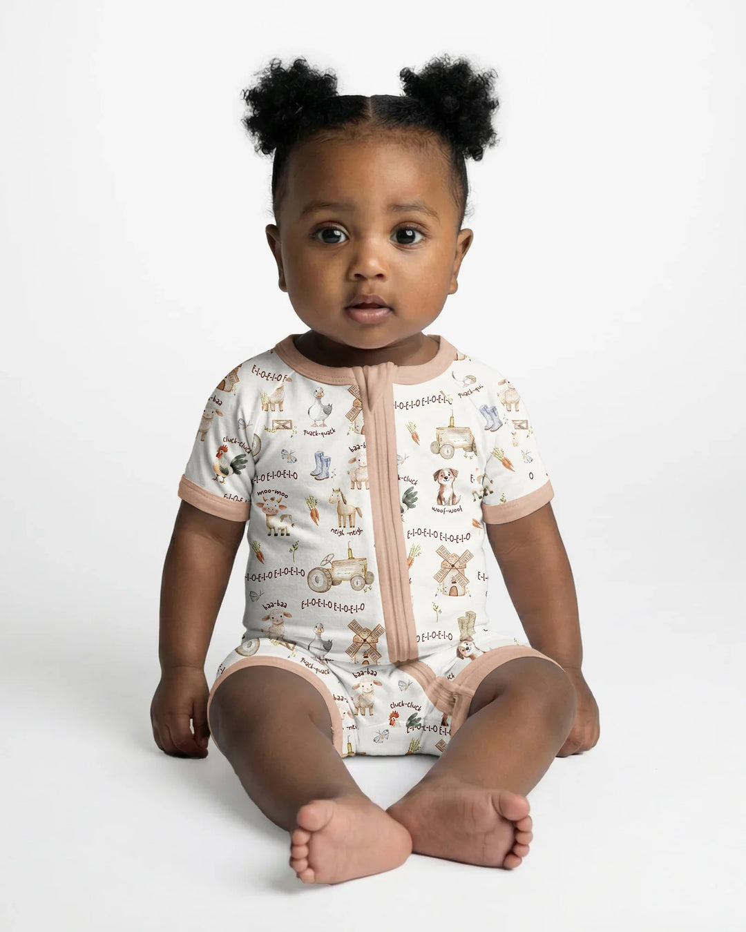 Old McDonald Farm Family Matching Bamboo Shorty Zippy