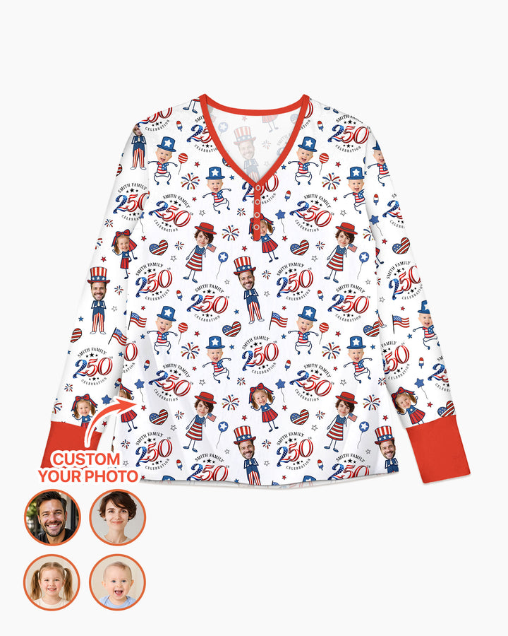 Custom Photo Smith Family Celebration Bamboo Women Pajama Set