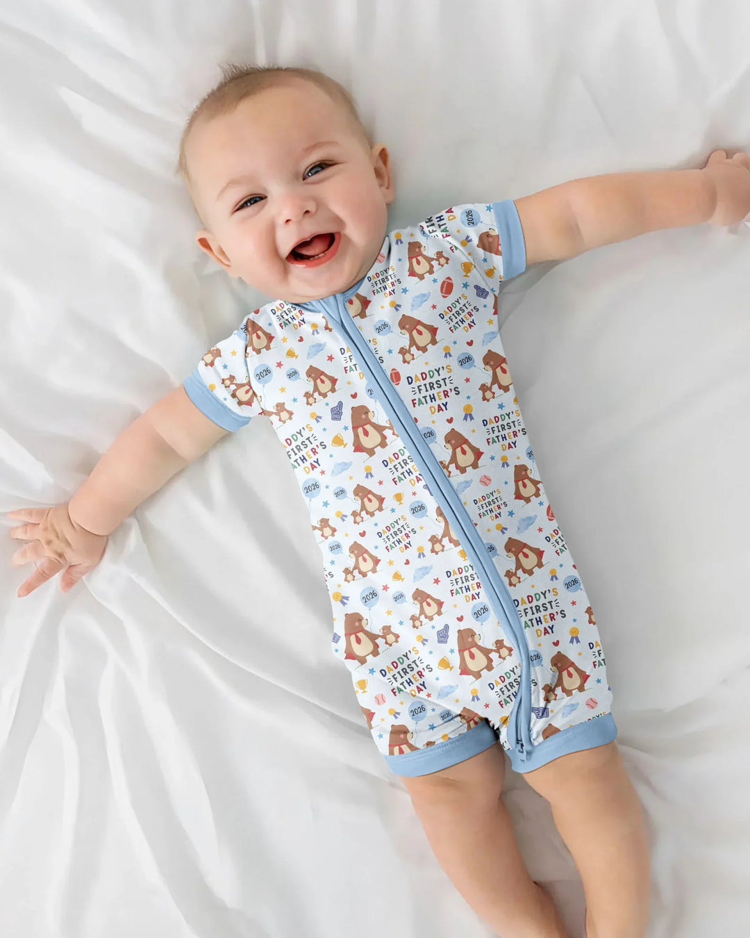 First Father's Day Daddy Bear Family Matching Bamboo Shorty Zippy