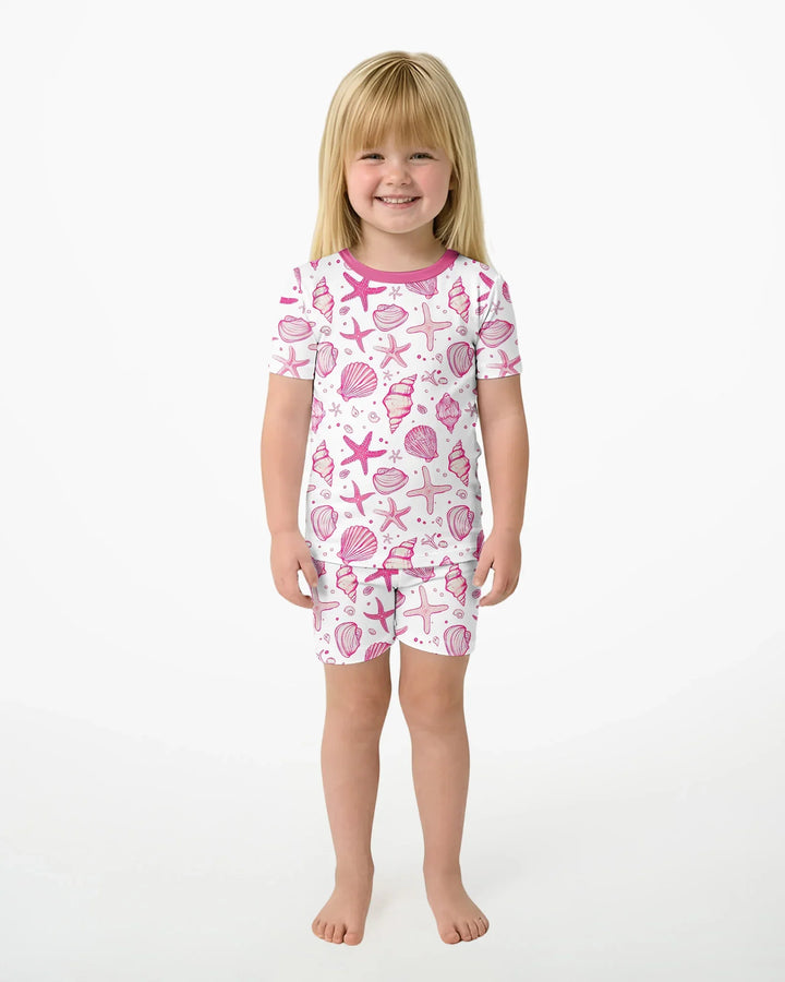 Coastal Charm Family Matching Bamboo Two Piece Short Sleeve Shorts Pajama Set