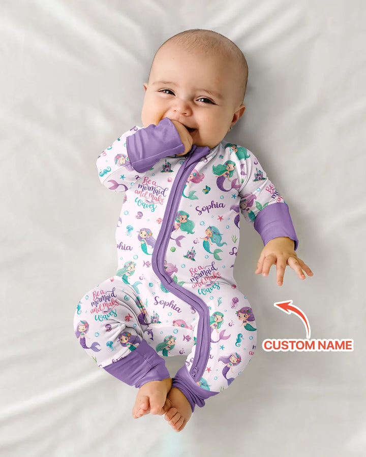 Custom Name Mermaid Make Waves Bamboo Convertible Zippy