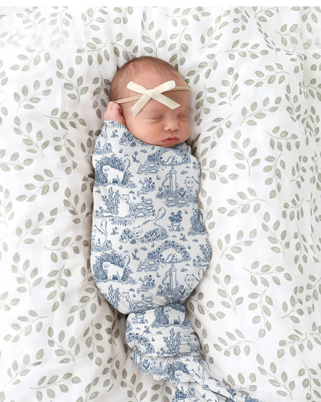 Toile Cats swaddle blanket
