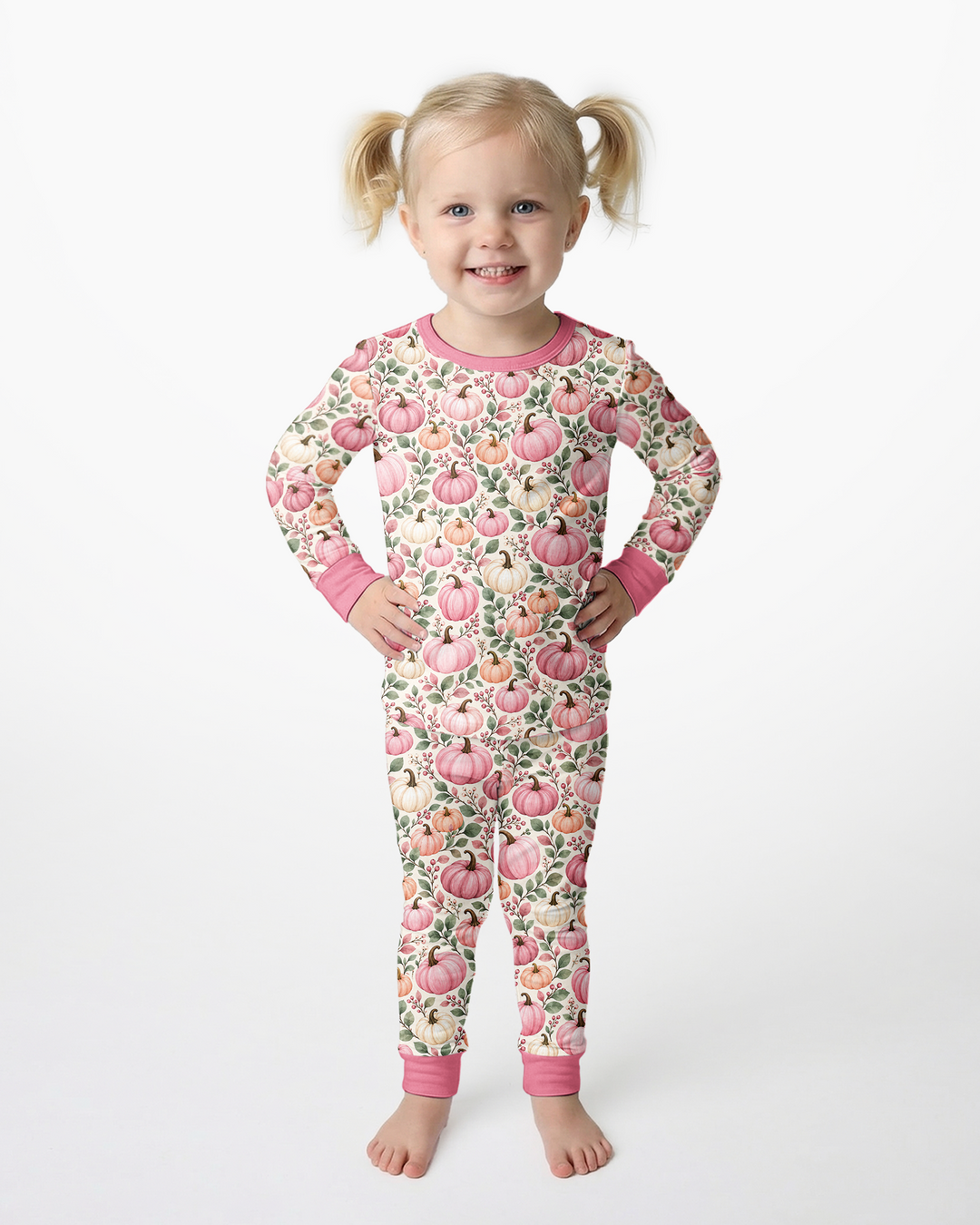 Pumpkin Cozy Fall Bamboo Two Piece Long Sleeve Pajama Set