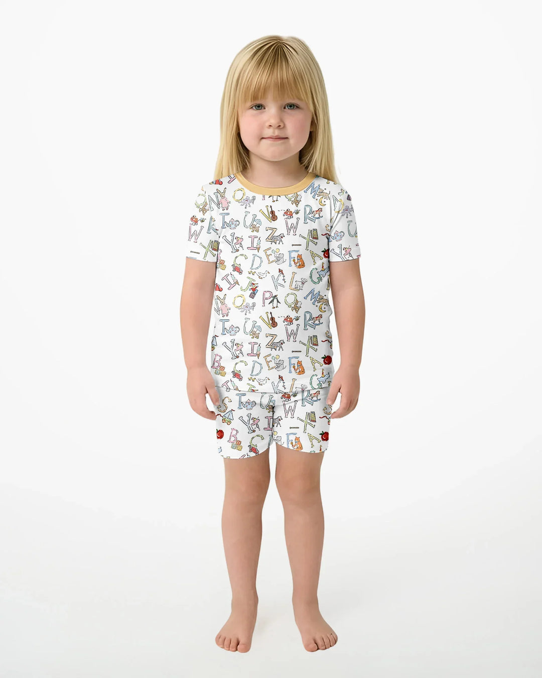 ABC Whimsy Bamboo Two Piece Short Sleeve Shorts Pajama Set