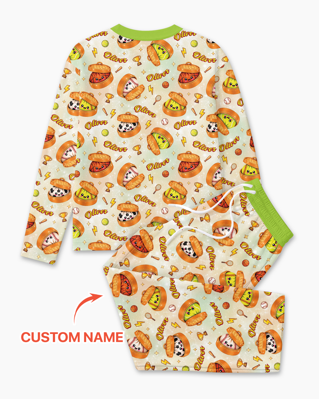 Custom Name Sports Dumpling Bamboo Men's Pajama Set