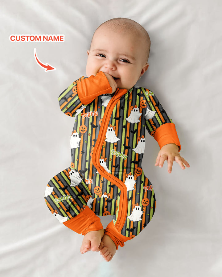 Custom Name Ghost Holding Balloon Bamboo Convertible Zippy