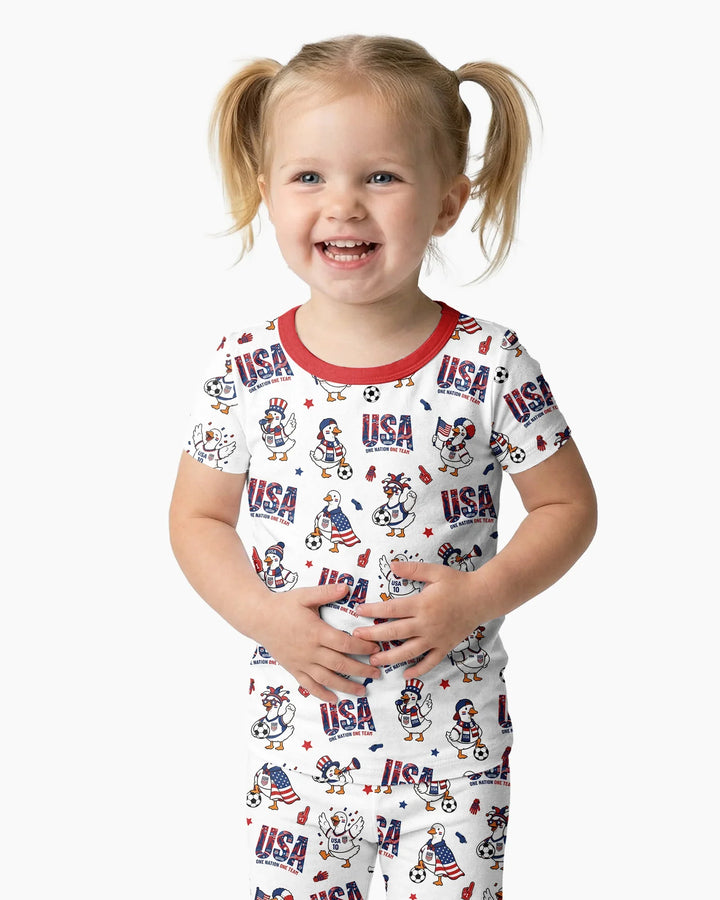 Conjunto de pijama de dos piezas de manga corta de bambú
