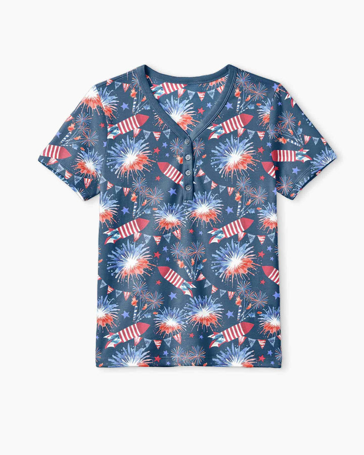 Firework Bamboo Women Short Sleeve Short Pajama Set