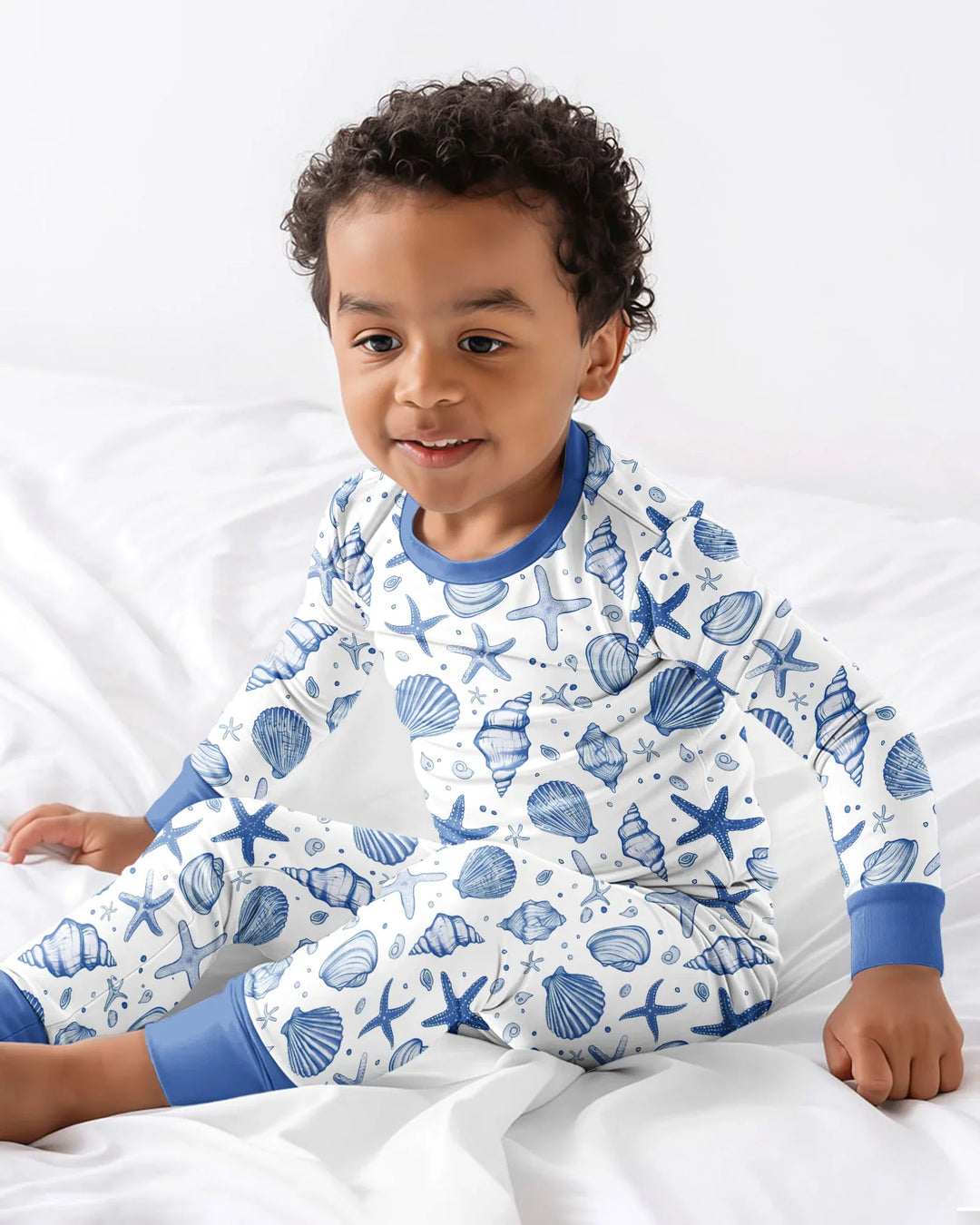 Conjunto de pijama de dos piezas de bambú de manga larga para toda la familia "Coastal Charm"
