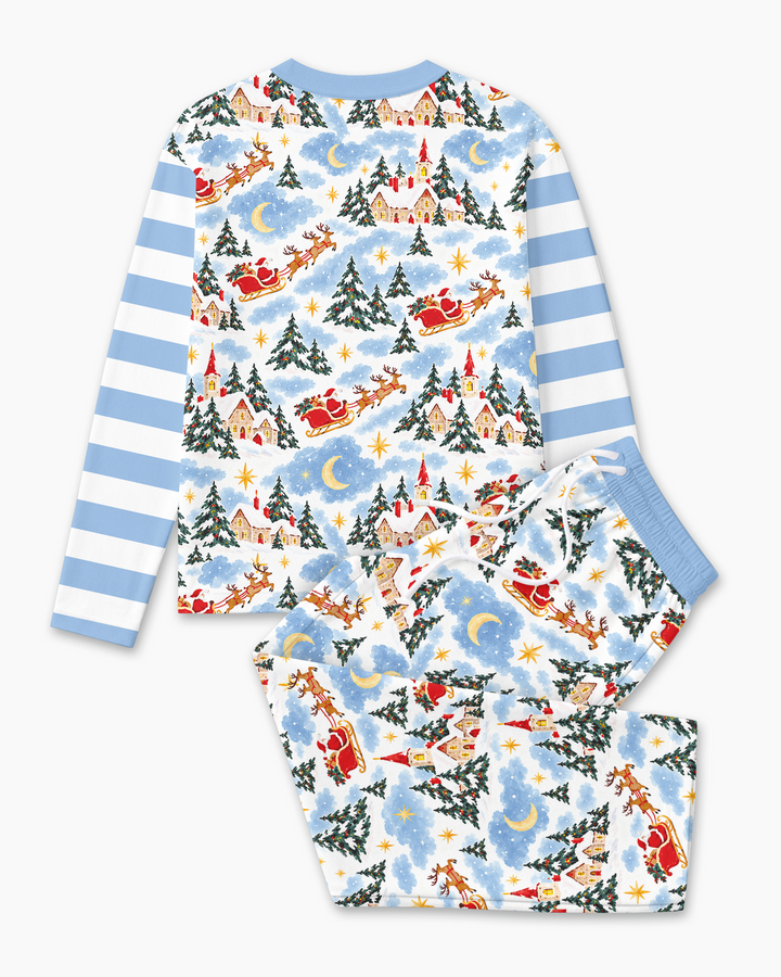 Whimsical Santa's Winter Village Bamboo Men's Pajama Set
