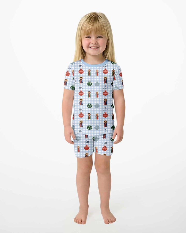 Conjunto de Pijama de Dos Piezas de Bambú con Mangas Cortas y Pantalones Cortos