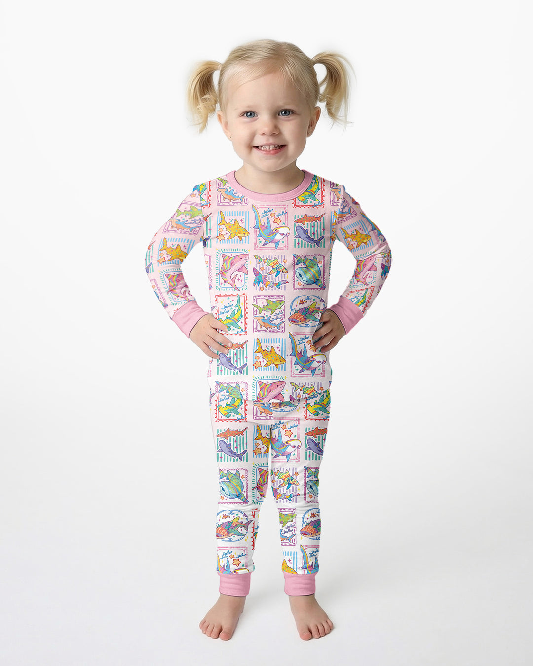 Shark Tropical Bamboo Two Piece Long Sleeve Pajama Set
