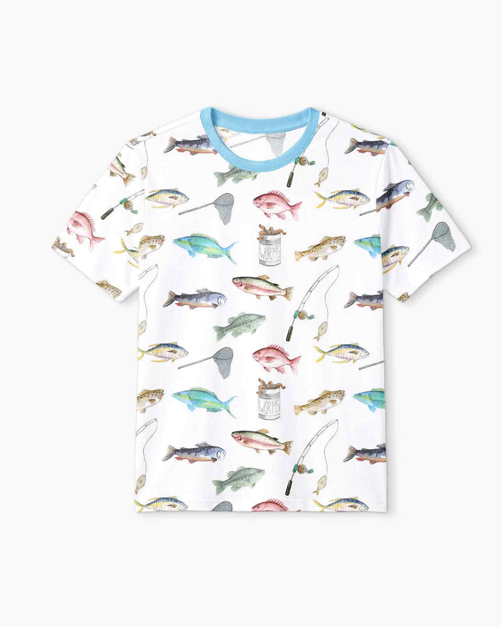 Gone Fishing Bamboo Men Short Sleeve Short Pajama Set