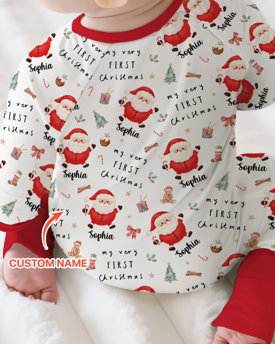 Custom Name My Very First Christmas Santa  Bamboo Convertible Zippy