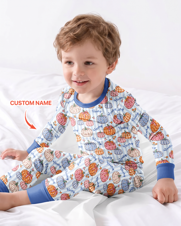 Conjunto de pijama de dos piezas de bambú con mangas largas, plantilla PERSONALIZADA