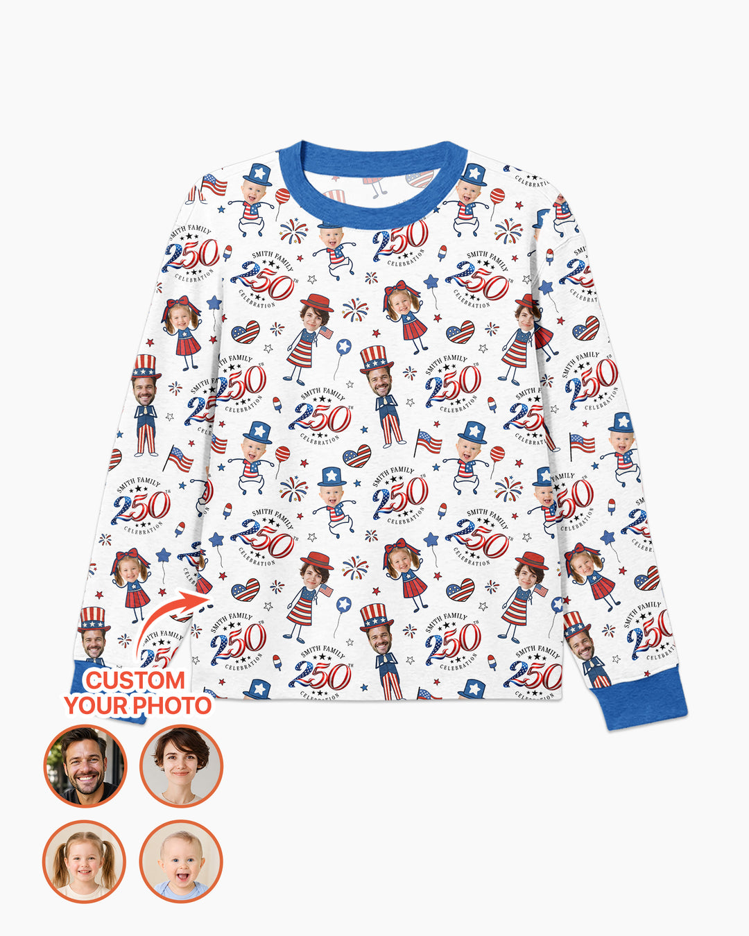 Custom Photo Smith Family Celebration Bamboo Men's Pajama Set
