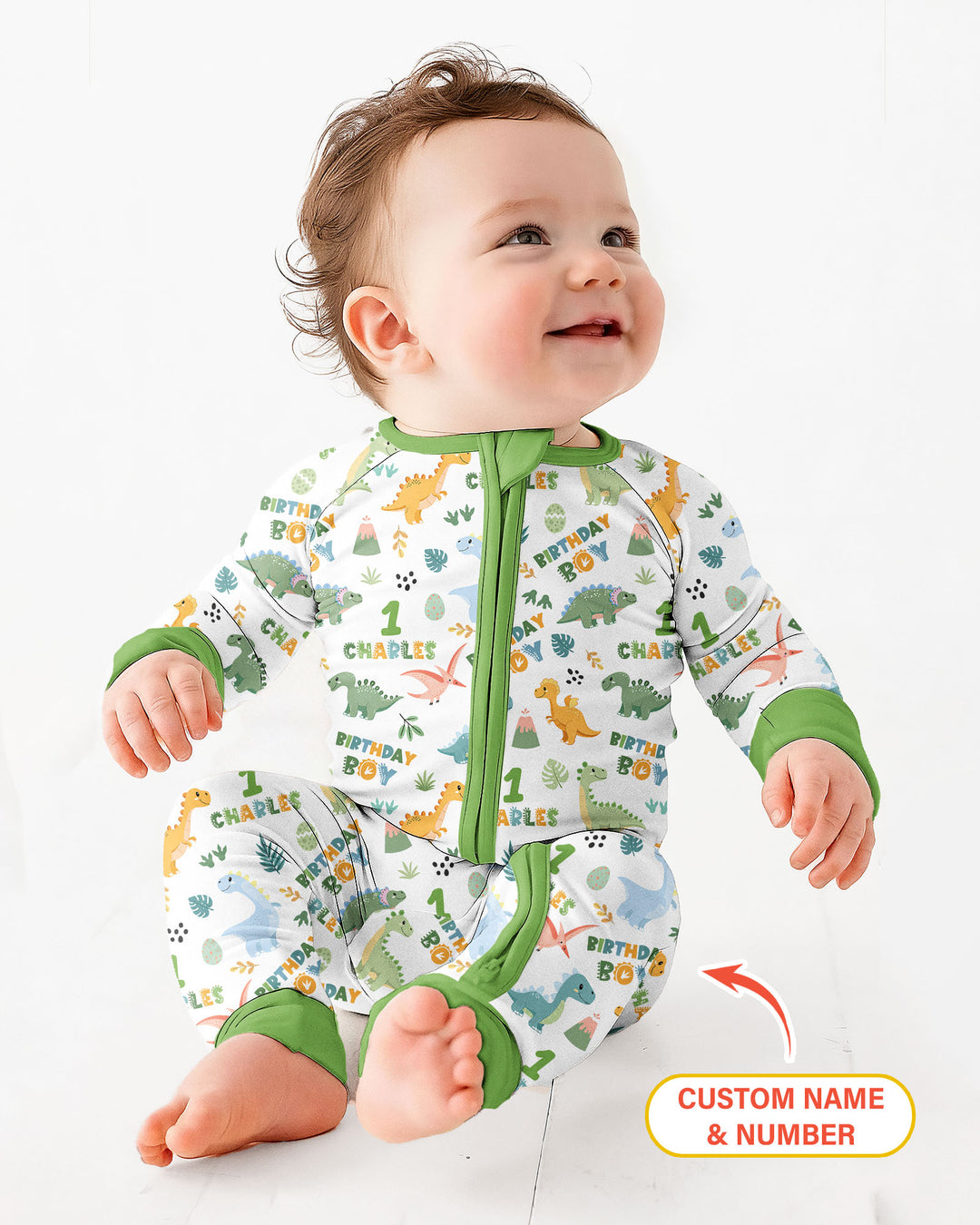 Personalized Dinosaur Birthday Bamboo Convertible Zippy