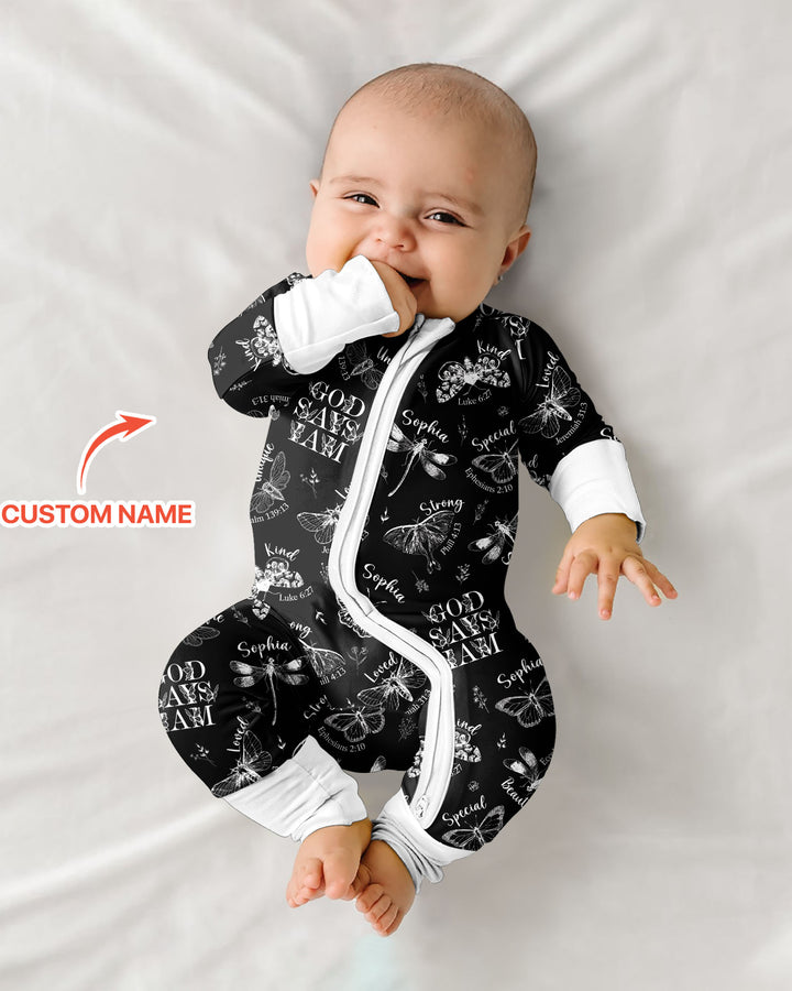 Custom Name God Says I Am Midnight Wings Bamboo Convertible Zippy