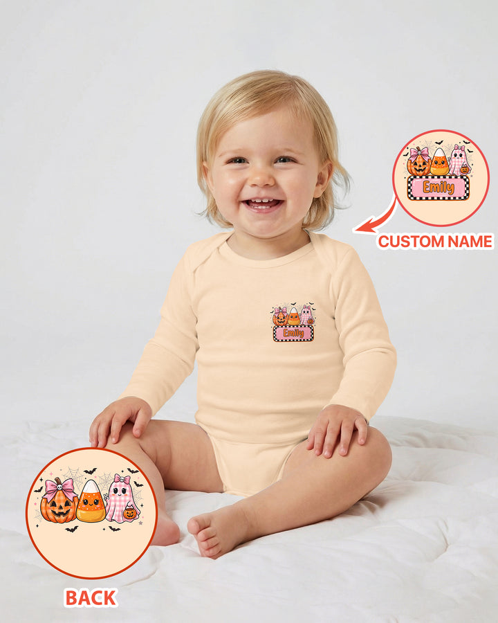Personalized Spooky Baby Pink Halloween Bamboo Bodysuit