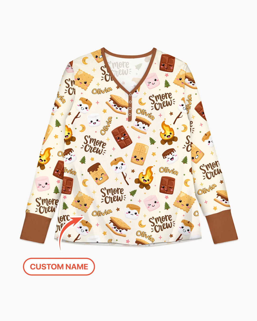 Custom Name Kawaii S'more Crew Family Matching Bamboo Women Pajama Set