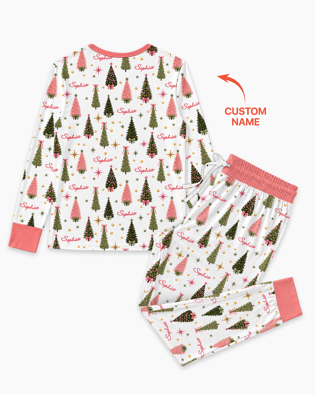 Custom Name Merry Christmas Tree Bamboo Women Pajama Set