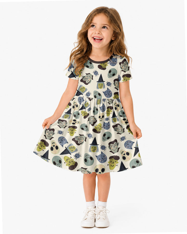 Halloween Face Bamboo Twirl Dress