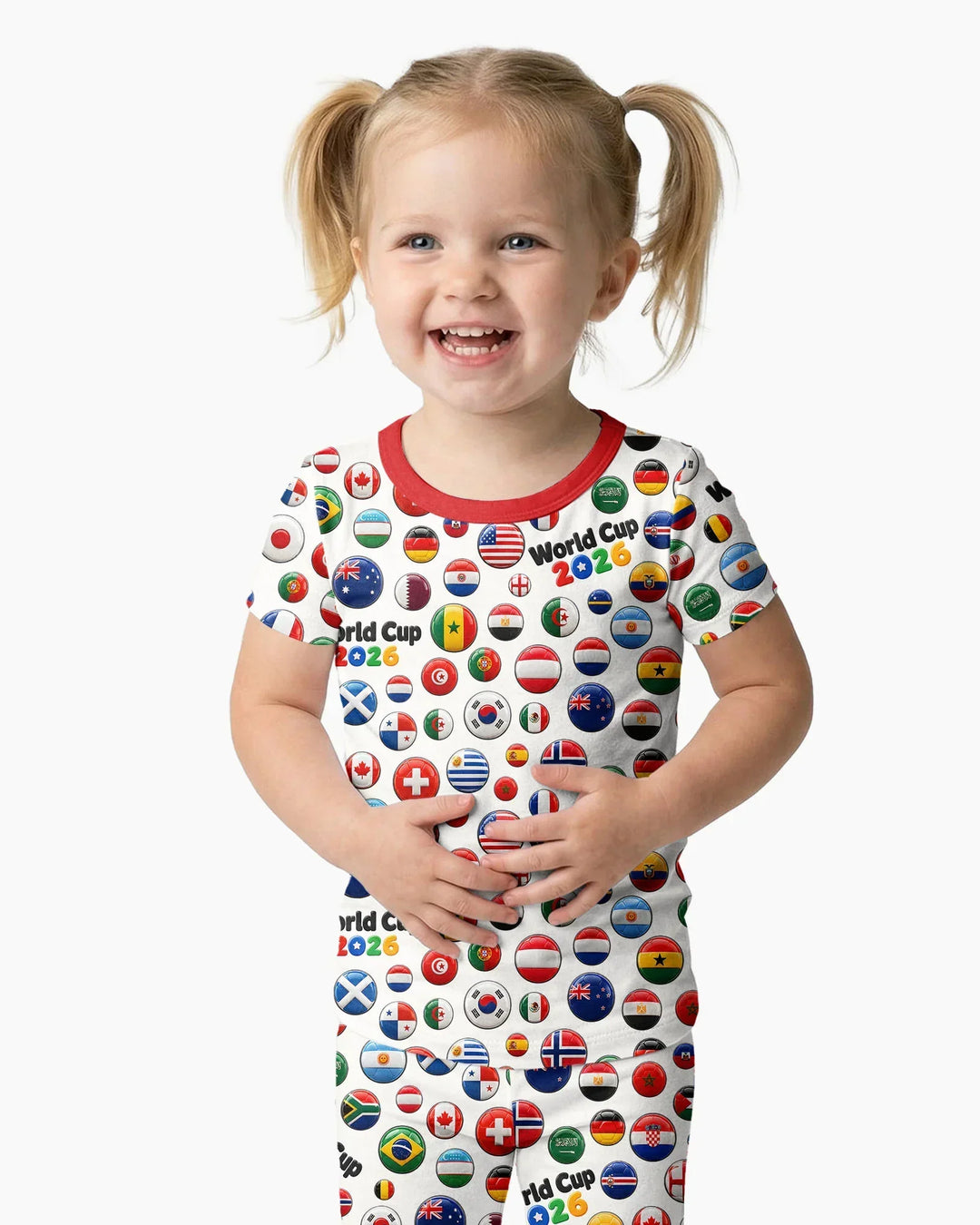 Soccer Cup All Country Balls Bamboo Two Piece Short Sleeve Pajama Set
