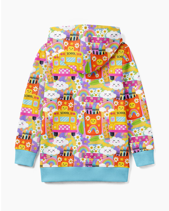 Retro Happy Classroom Bamboo Zip Hoodie