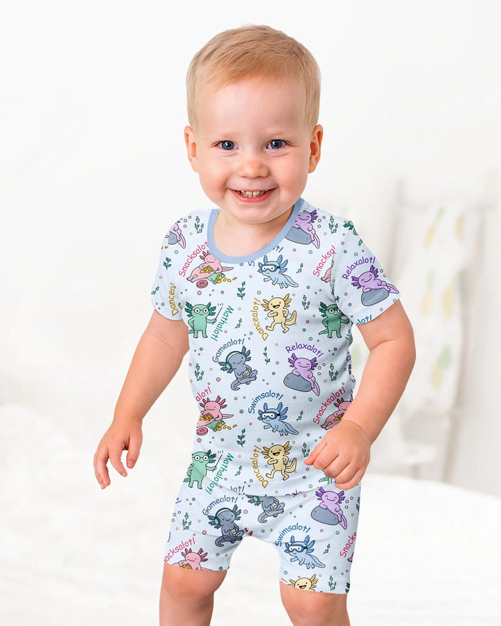 A Lotta Axolotls Bamboo Two Piece Short Sleeve Shorts Pajama Set