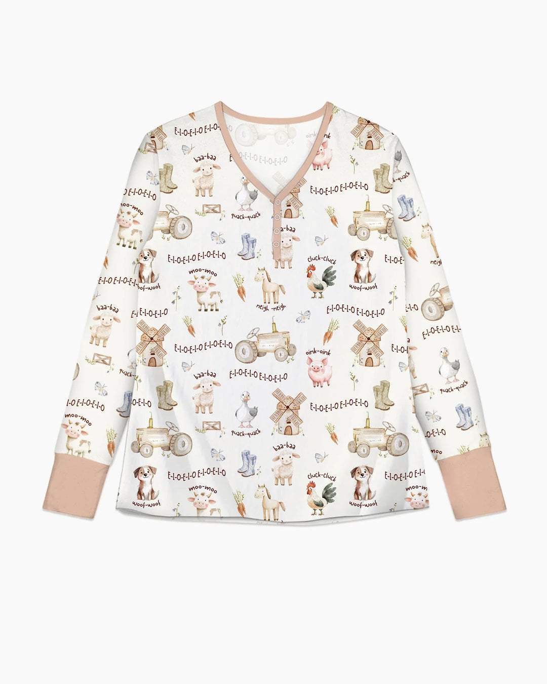 Conjunto de pijama de bambú de la granja del Viejo MacDonald a juego para la familia - para mujer