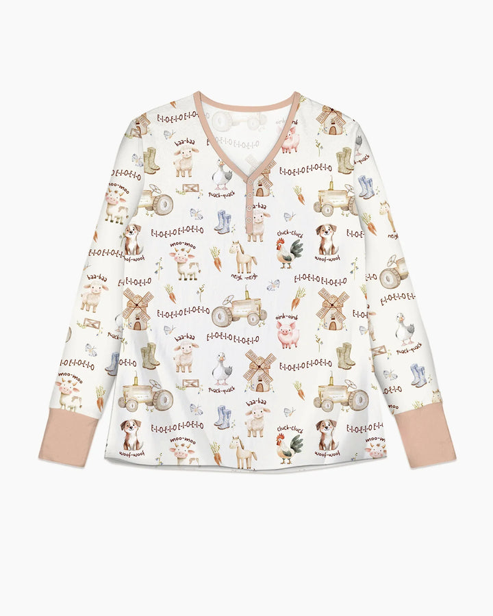 Conjunto de pijama de bambú de la granja del Viejo MacDonald a juego para la familia - para mujer