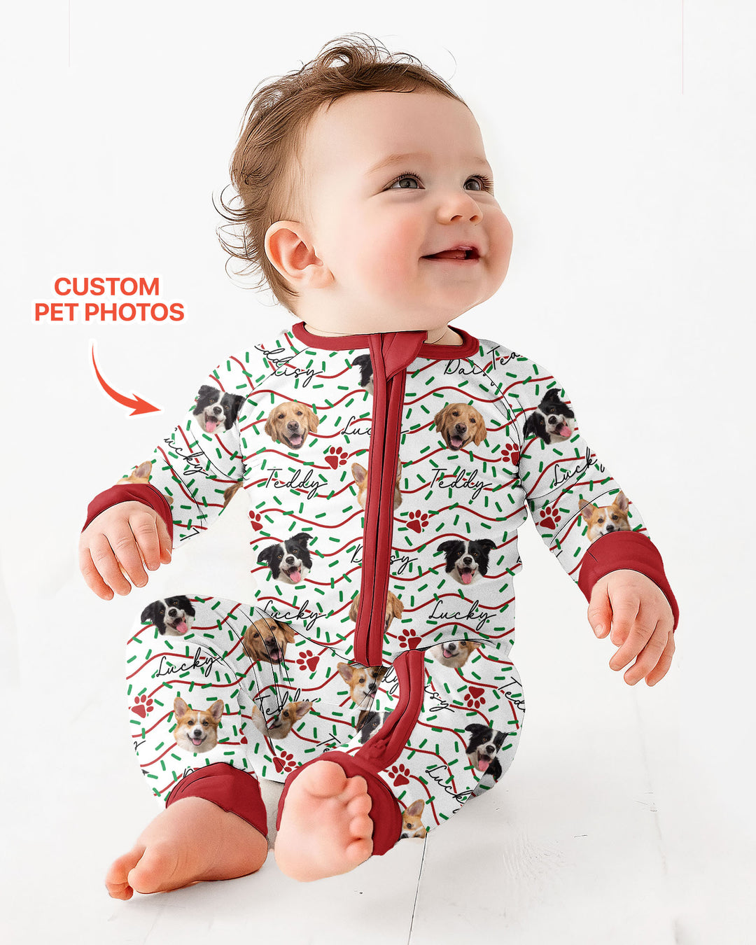 Custom Pet Photo Christmas Sprinkles Bamboo Convertible Zippy