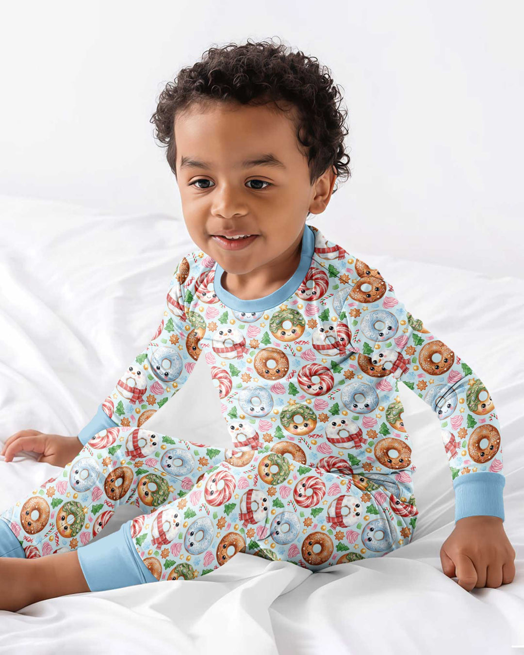 Kawaii Christmas Donuts Bamboo Two Piece Long Sleeve Pajama Set