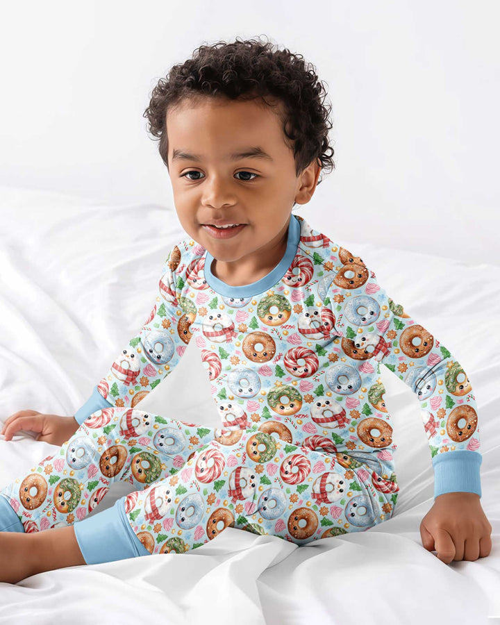 Kawaii Christmas Donuts Bamboo Two Piece Long Sleeve Pajama Set