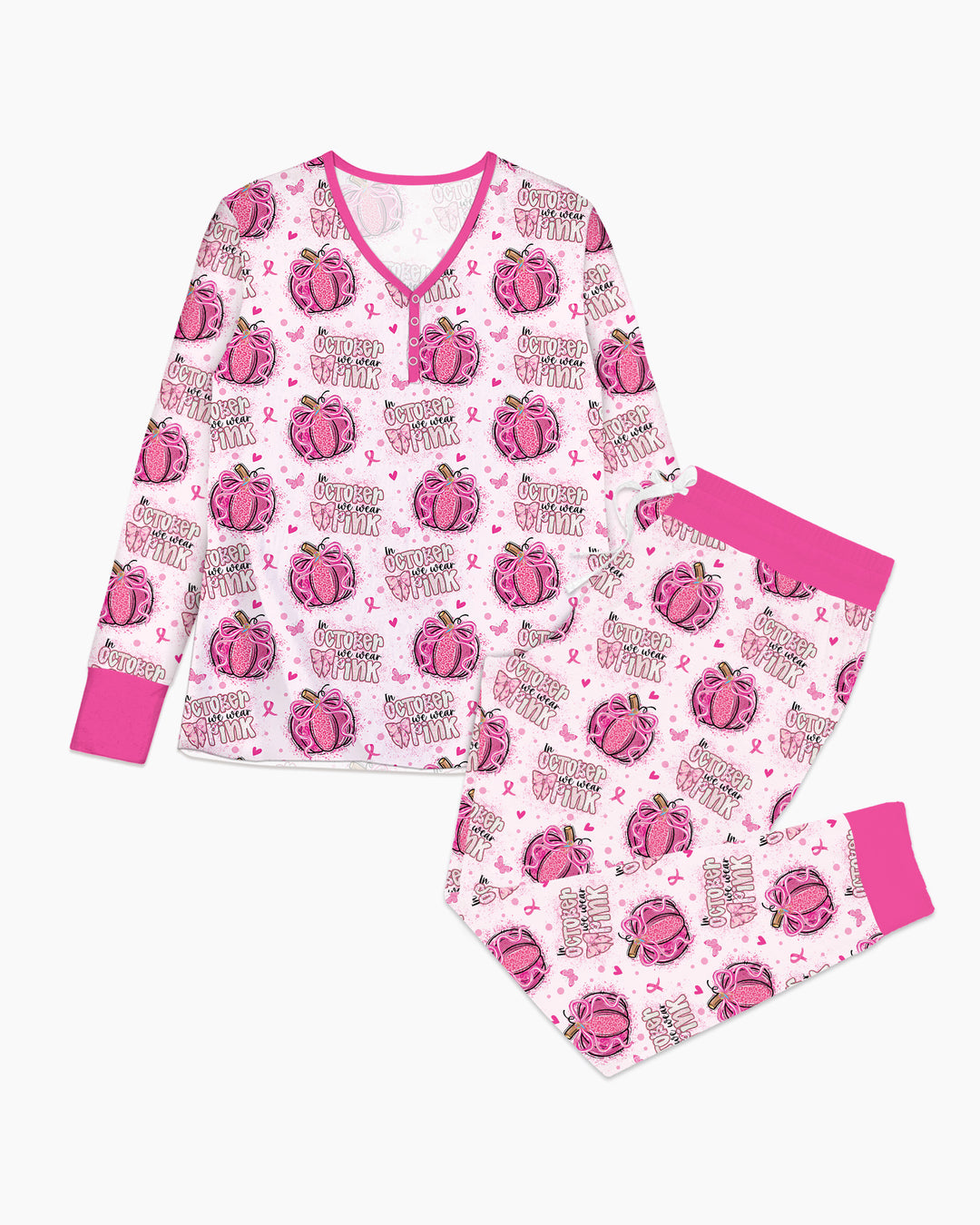 We Wear Pink Pumpkin Mommy & Me Matching Bamboo Women Pajama Set