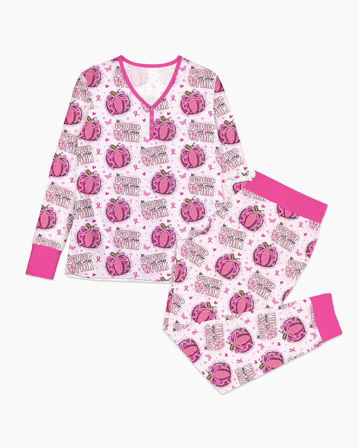 We Wear Pink Pumpkin Mommy & Me Matching Bamboo Women Pajama Set