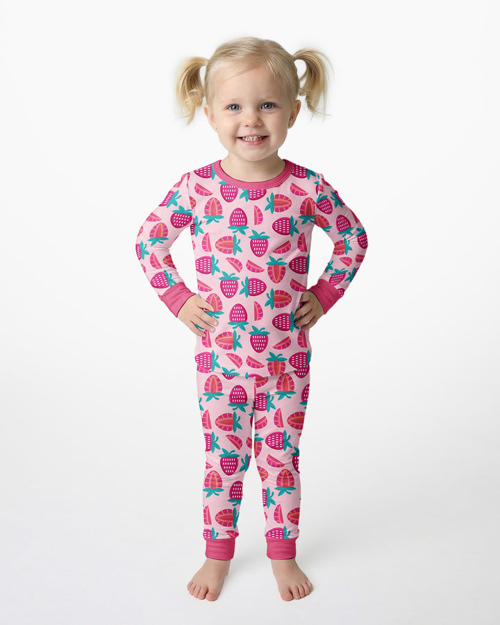 Sweet Strawberries Bamboo Two Piece Pajama Set