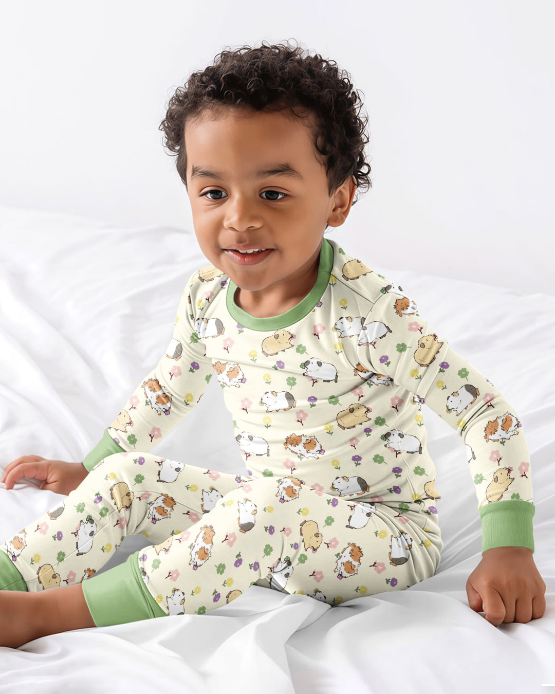 Guinea Pig Garden Bamboo Two Piece Long Sleeve Pajama Set