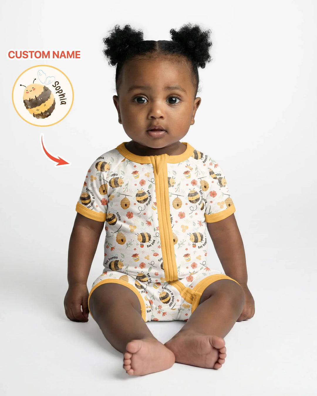 Bee Kind Custom Name Bamboo Shorty Zippy